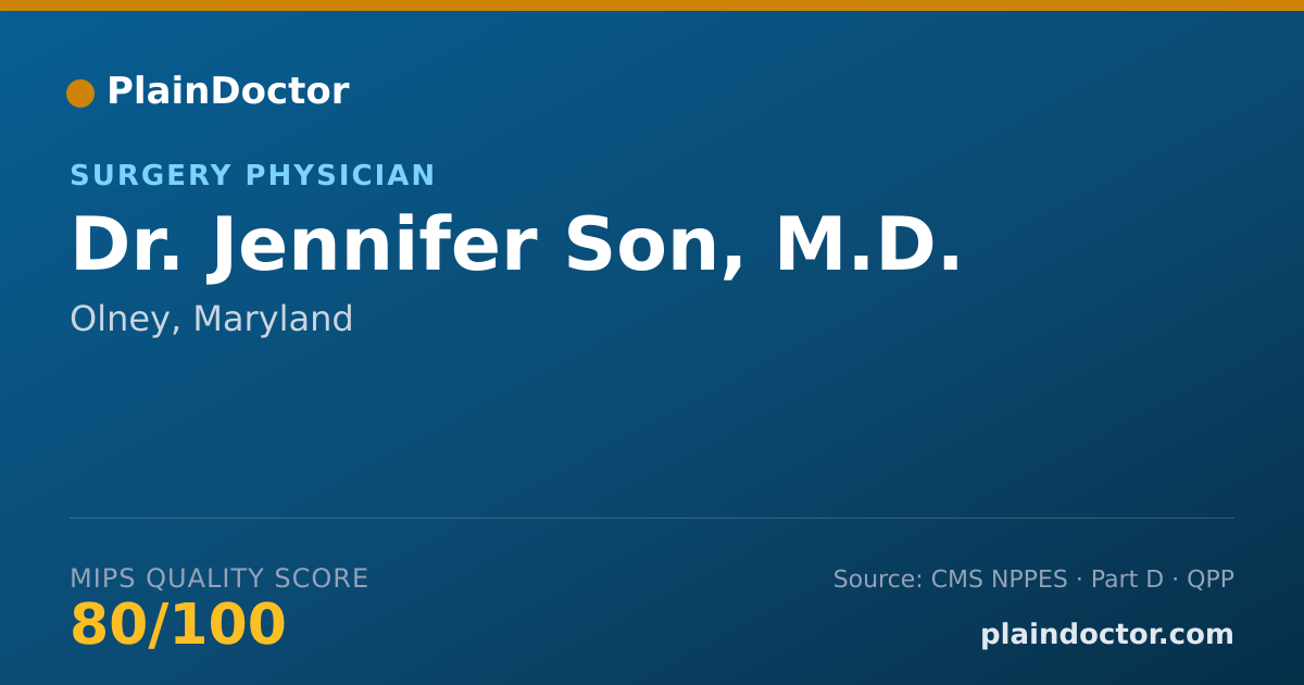 Shareable card for Jennifer Son, M.D. - Surgery Physician, Olney, MD