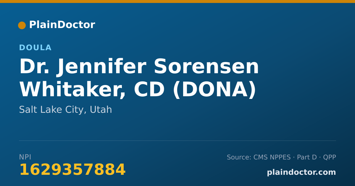 Shareable card for Jennifer Sorensen Whitaker, CD (DONA) - Doula, Salt Lake City, UT