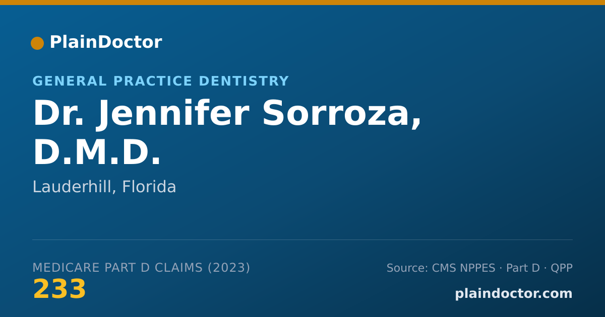 Shareable card for Jennifer Sorroza, D.M.D. - General Practice Dentistry, Lauderhill, FL