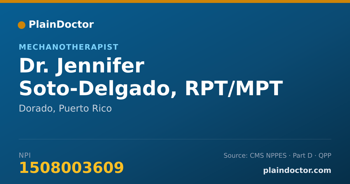 Shareable card for Jennifer Soto-Delgado, RPT/MPT - Mechanotherapist, Dorado, PR