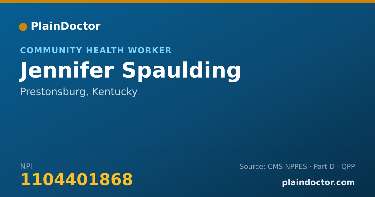 Shareable card for Jennifer Spaulding - Community Health Worker, Prestonsburg, KY