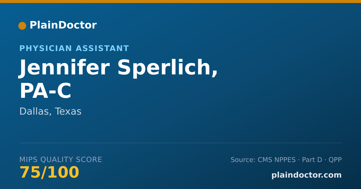 Shareable card for Jennifer Sperlich, PA-C - Physician Assistant, Dallas, TX