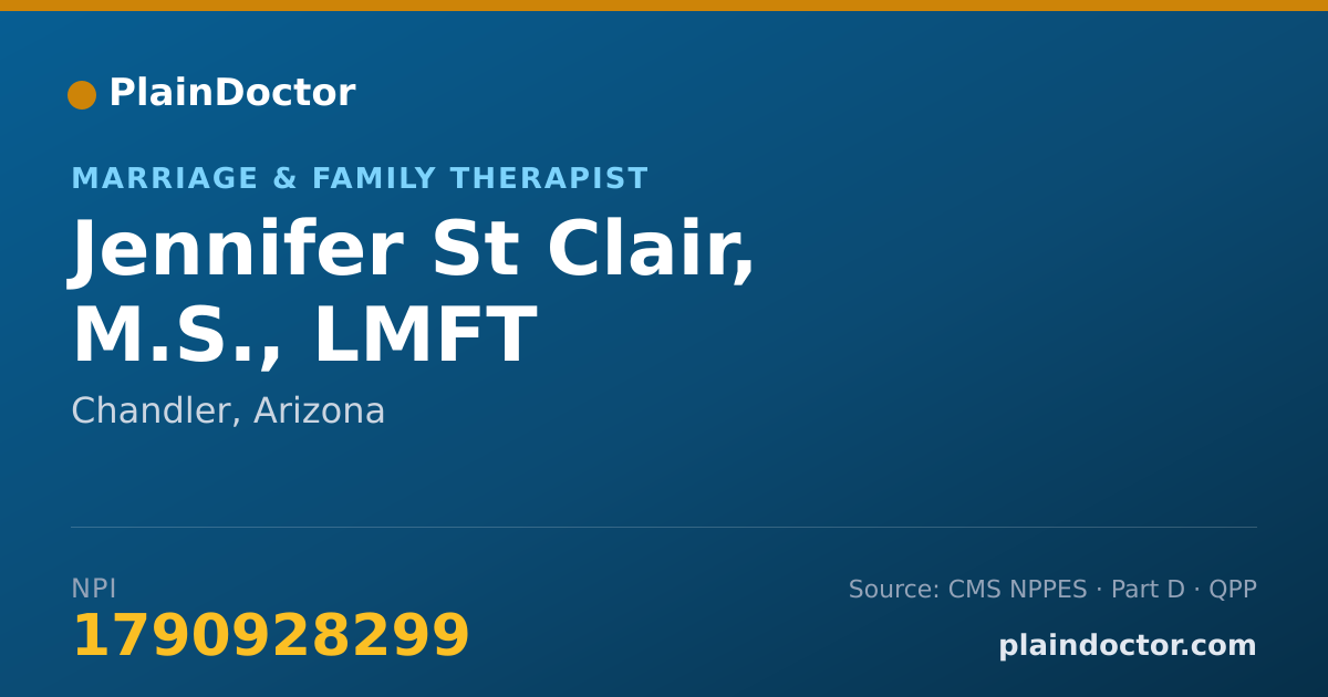 Shareable card for Jennifer St Clair, M.S., LMFT - Marriage & Family Therapist, Chandler, AZ