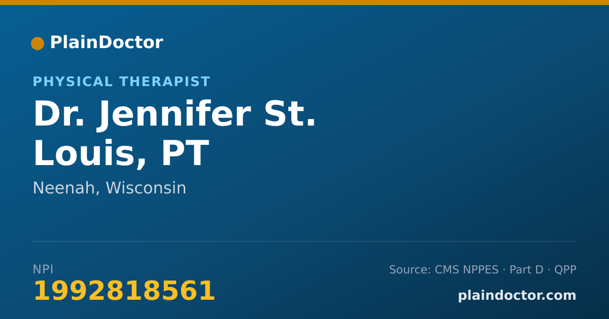 Shareable card for Jennifer St. Louis, PT - Physical Therapist, Neenah, WI