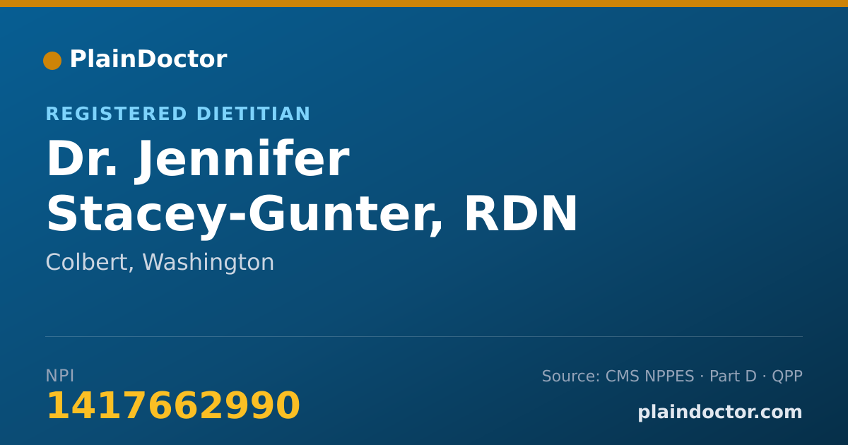 Shareable card for Jennifer Stacey-Gunter, RDN - Registered Dietitian, Colbert, WA