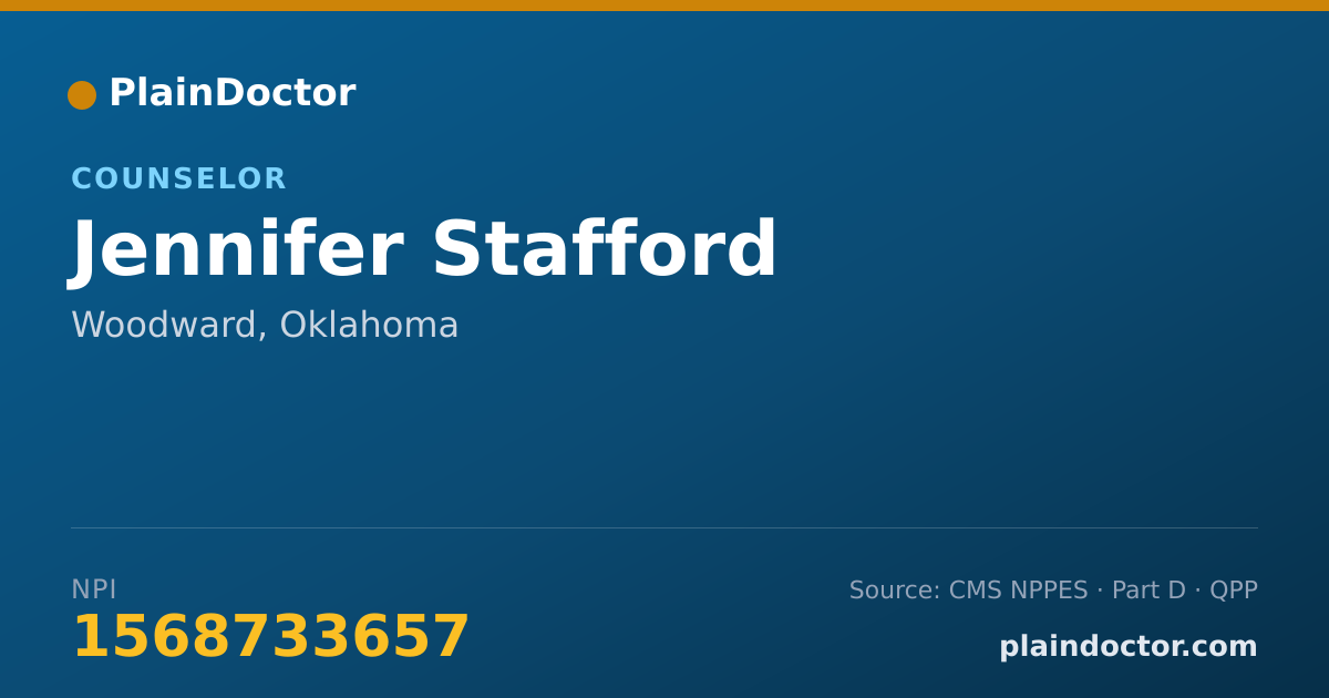 Shareable card for Jennifer Stafford - Counselor, Woodward, OK