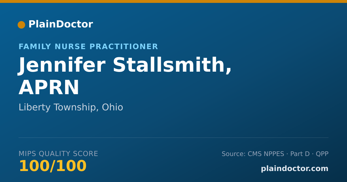 Shareable card for Jennifer Stallsmith, APRN - Family Nurse Practitioner, Liberty Township, OH