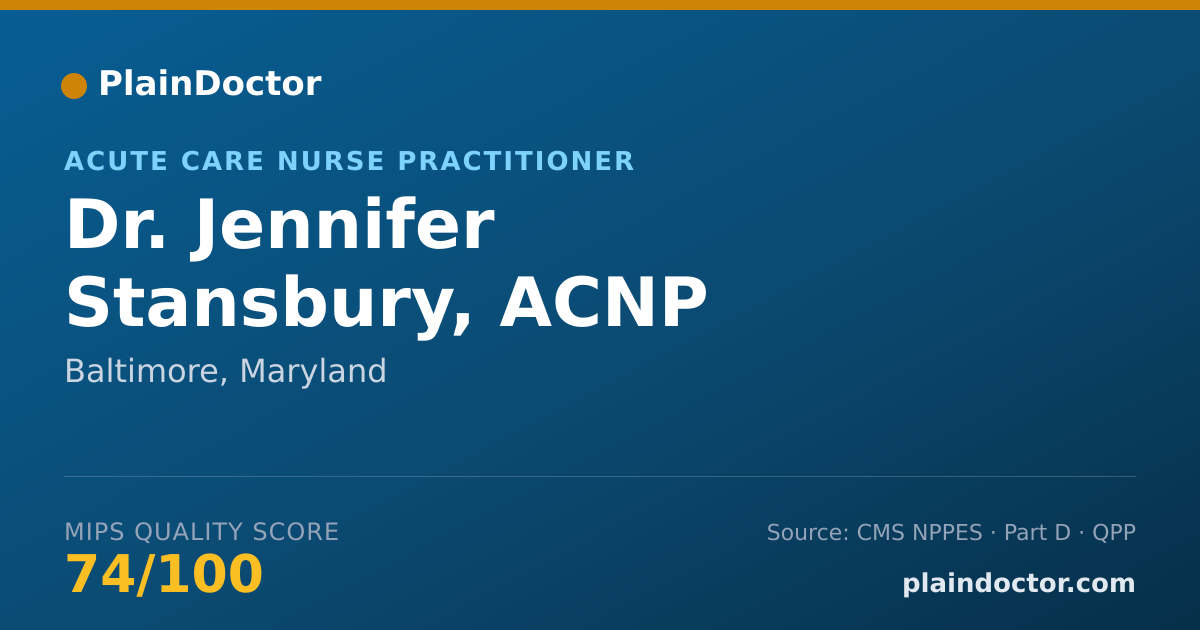 Shareable card for Jennifer Stansbury, ACNP - Acute Care Nurse Practitioner, Baltimore, MD