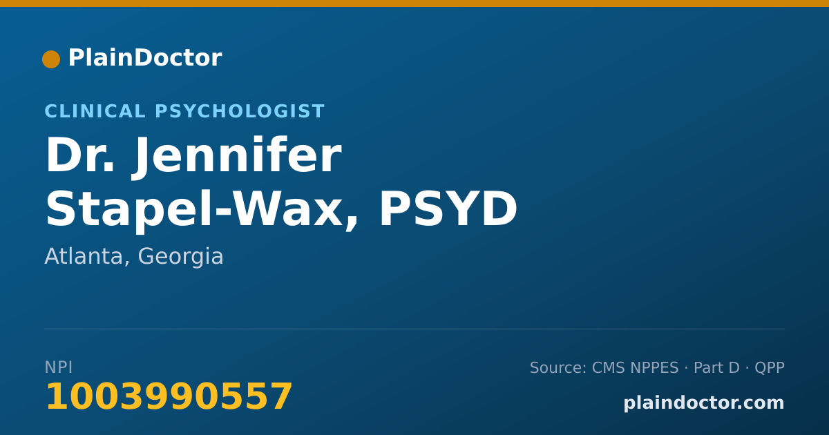 Shareable card for Jennifer Stapel-Wax, PSYD - Clinical Psychologist, Atlanta, GA