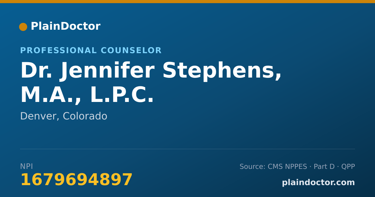 Shareable card for Jennifer Stephens, M.A., L.P.C. - Professional Counselor, Denver, CO