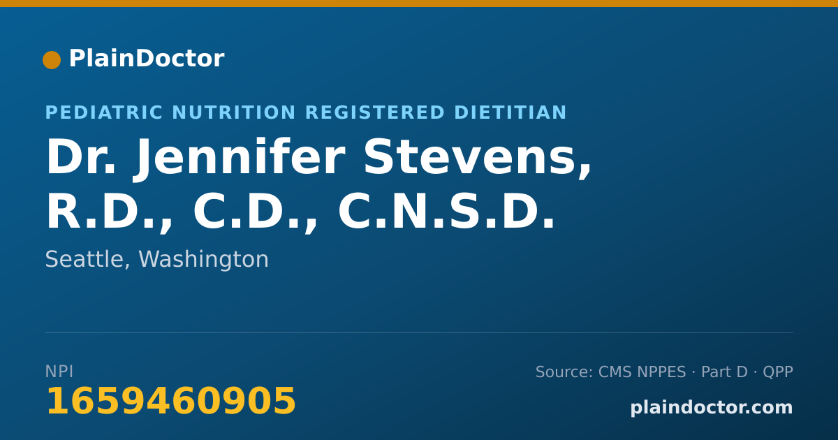 Shareable card for Jennifer Stevens, R.D., C.D., C.N.S.D. - Pediatric Nutrition Registered Dietitian, Seattle, WA