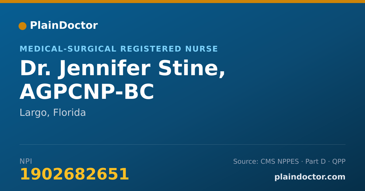 Shareable card for Jennifer Stine, AGPCNP-BC - Medical-Surgical Registered Nurse, Largo, FL
