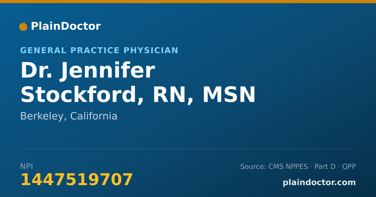 Shareable card for Jennifer Stockford, RN, MSN - General Practice Physician, Berkeley, CA