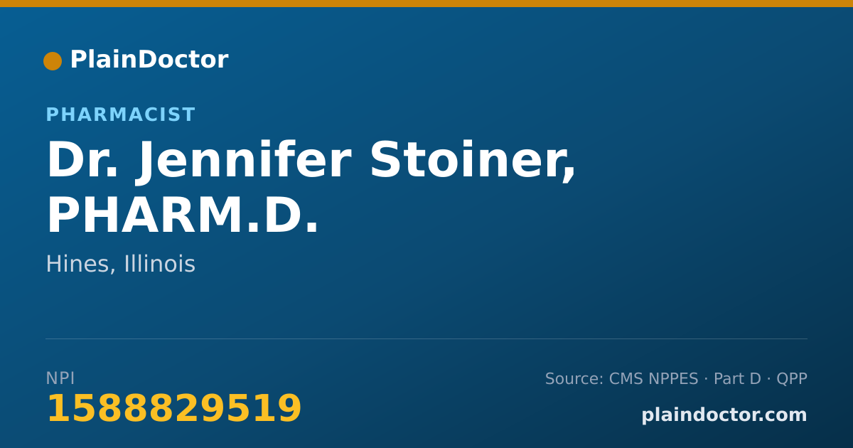 Shareable card for Jennifer Stoiner, PHARM.D. - Pharmacist, Hines, IL
