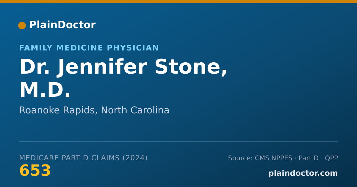 Shareable card for Jennifer Stone, M.D. - Family Medicine Physician, Roanoke Rapids, NC