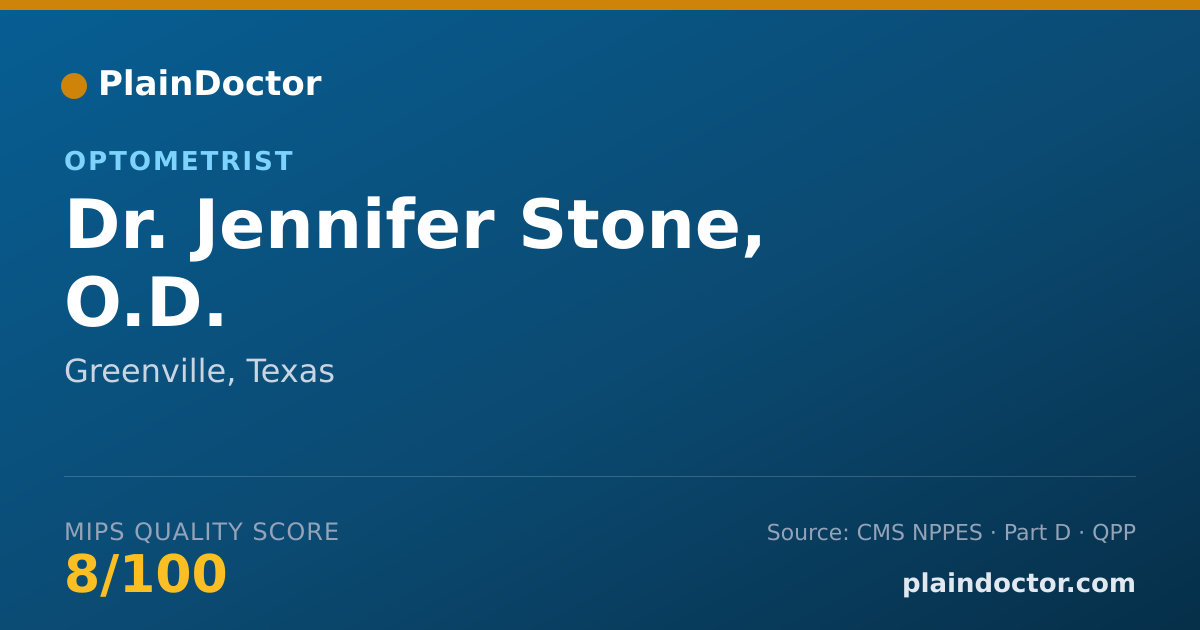 Shareable card for Jennifer Stone, O.D. - Optometrist, Greenville, TX