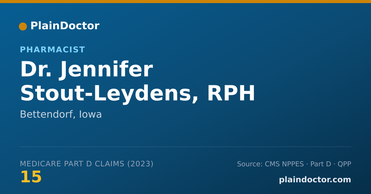 Shareable card for Jennifer Stout-Leydens, RPH - Pharmacist, Bettendorf, IA
