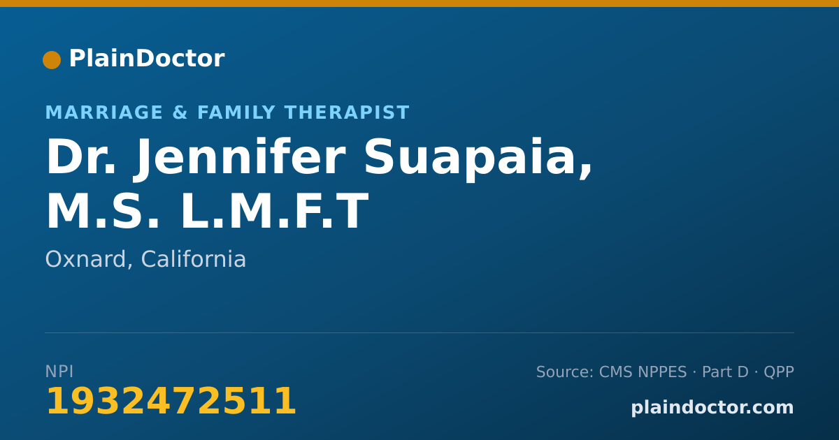 Shareable card for Jennifer Suapaia, M.S. L.M.F.T - Marriage & Family Therapist, Oxnard, CA