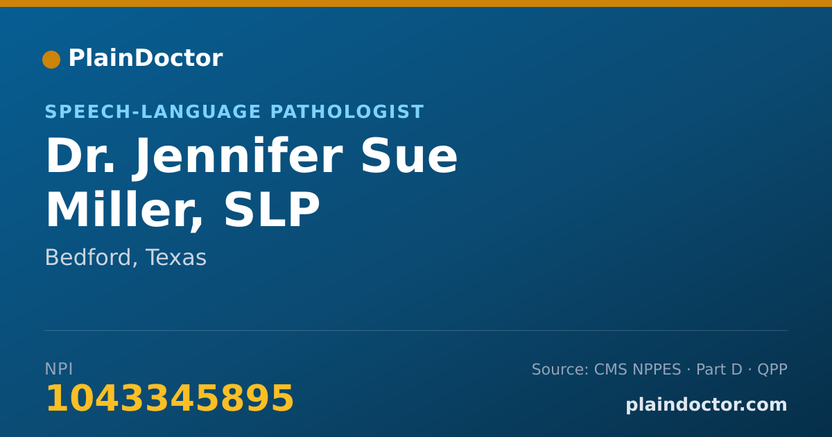 Shareable card for Jennifer Sue Miller, SLP - Speech-Language Pathologist, Bedford, TX