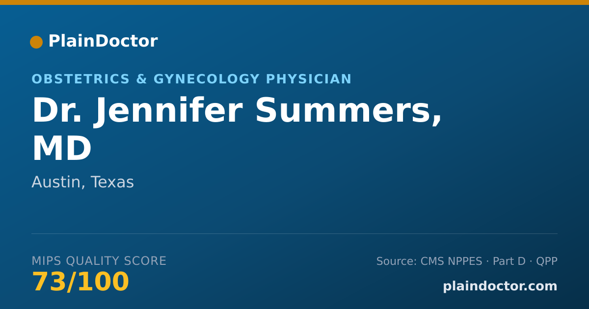 Shareable card for Jennifer Summers, MD - Obstetrics & Gynecology Physician, Austin, TX