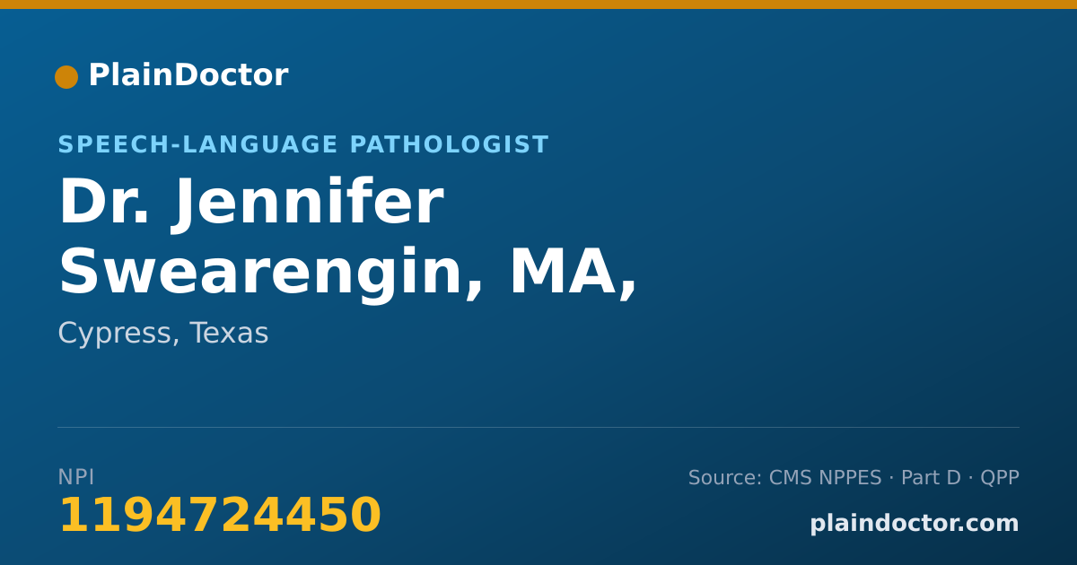 Shareable card for Jennifer Swearengin, MA, CCC-SLP - Speech-Language Pathologist, Cypress, TX