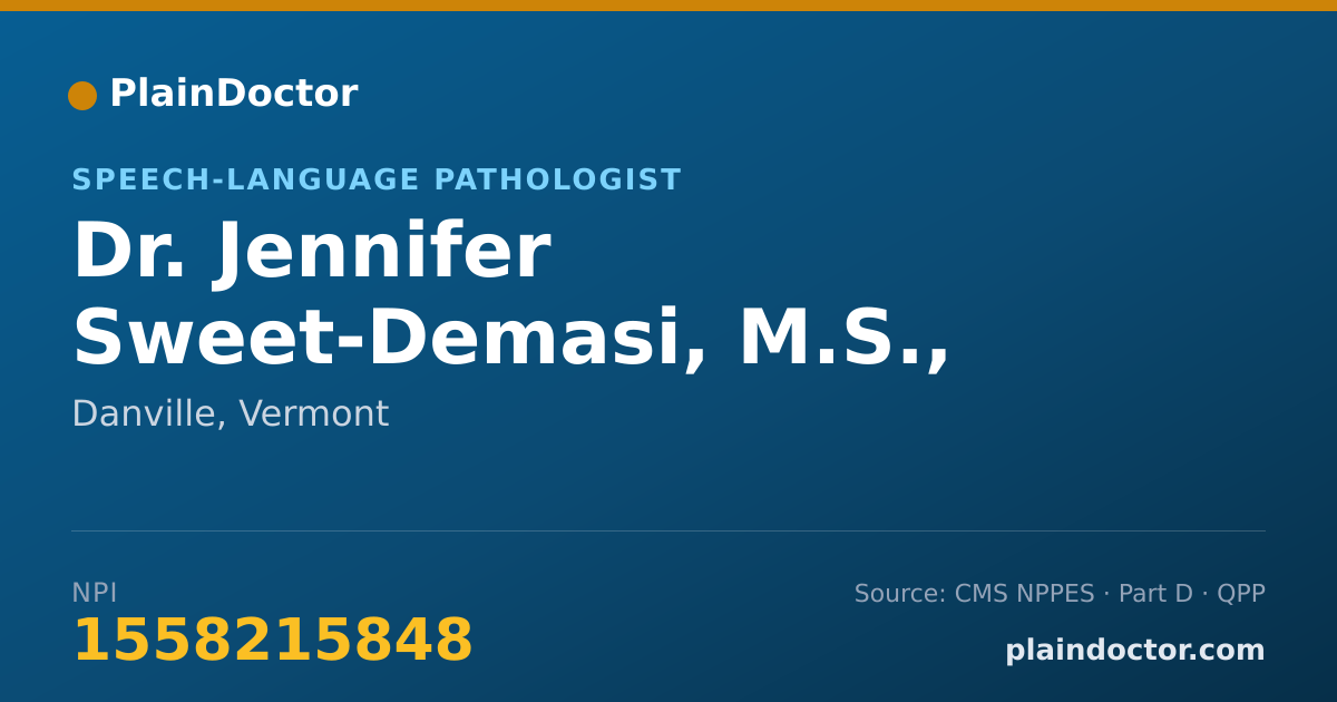 Shareable card for Jennifer Sweet-Demasi, M.S., CCC-SLP - Speech-Language Pathologist, Danville, VT