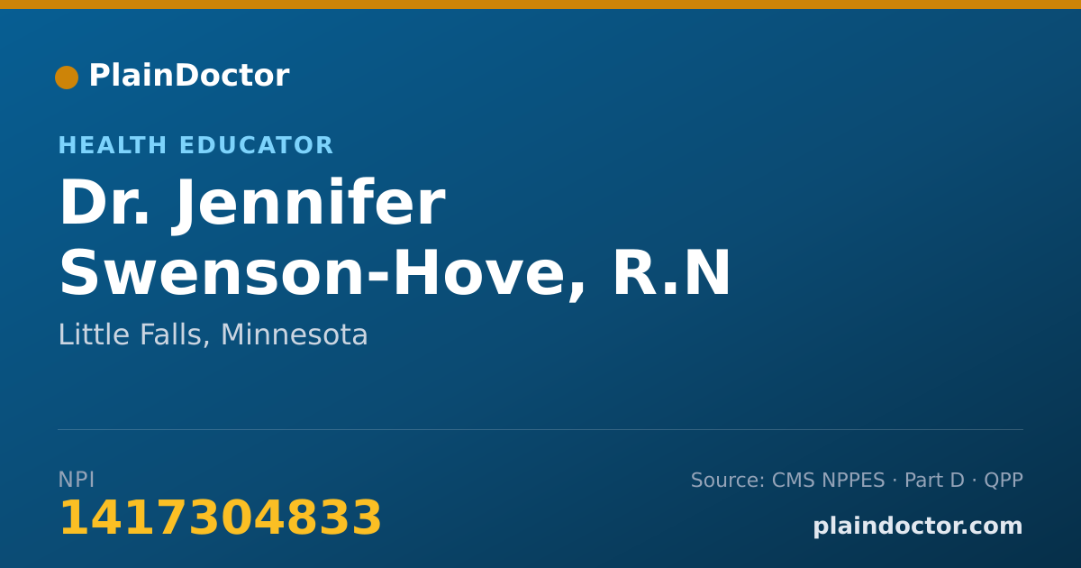 Shareable card for Jennifer Swenson-Hove, R.N - Health Educator, Little Falls, MN