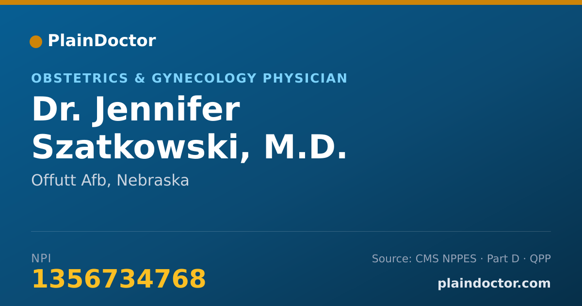 Shareable card for Jennifer Szatkowski, M.D. - Obstetrics & Gynecology Physician, Offutt Afb, NE