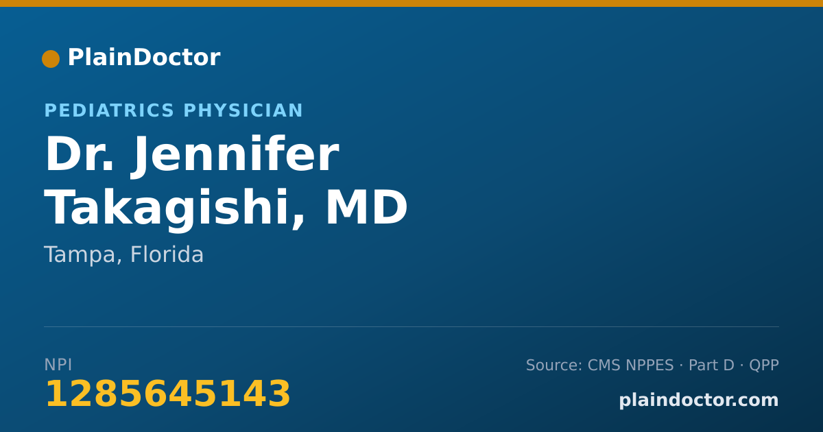 Shareable card for Jennifer Takagishi, MD - Pediatrics Physician, Tampa, FL