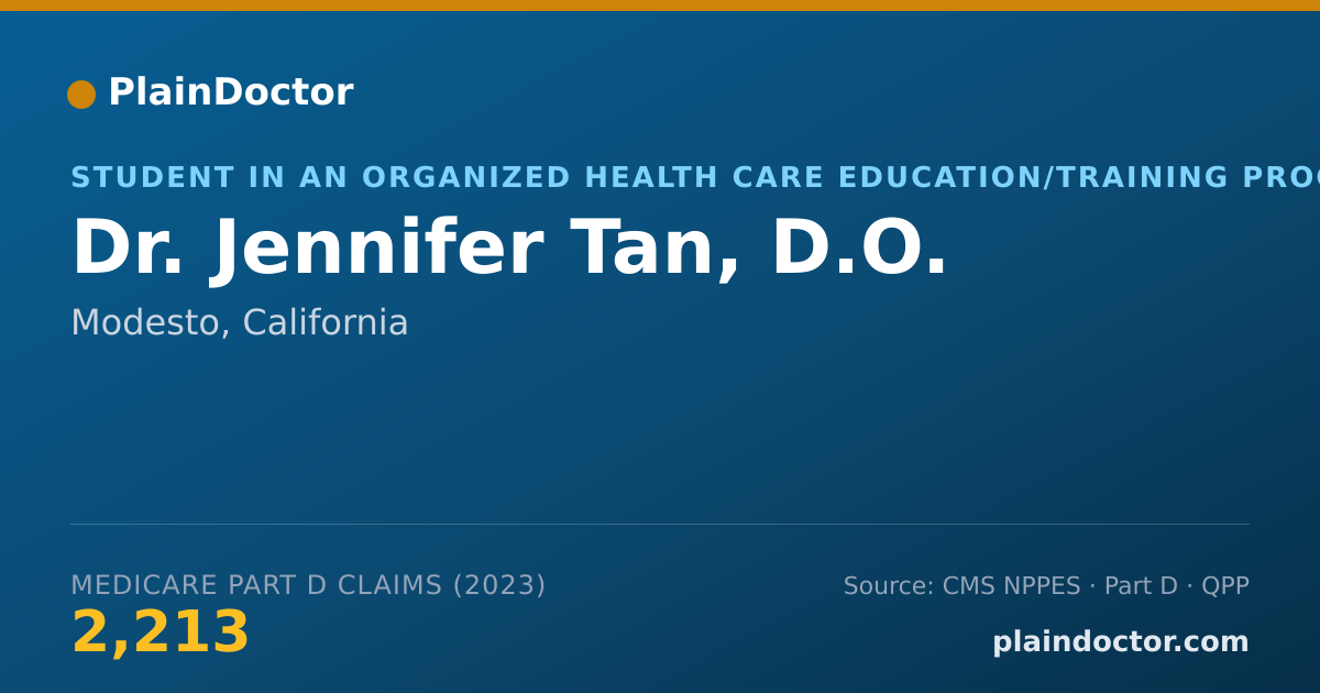 Shareable card for Jennifer Tan, D.O. - Student in an Organized Health Care Education/Training Program, Modesto, CA