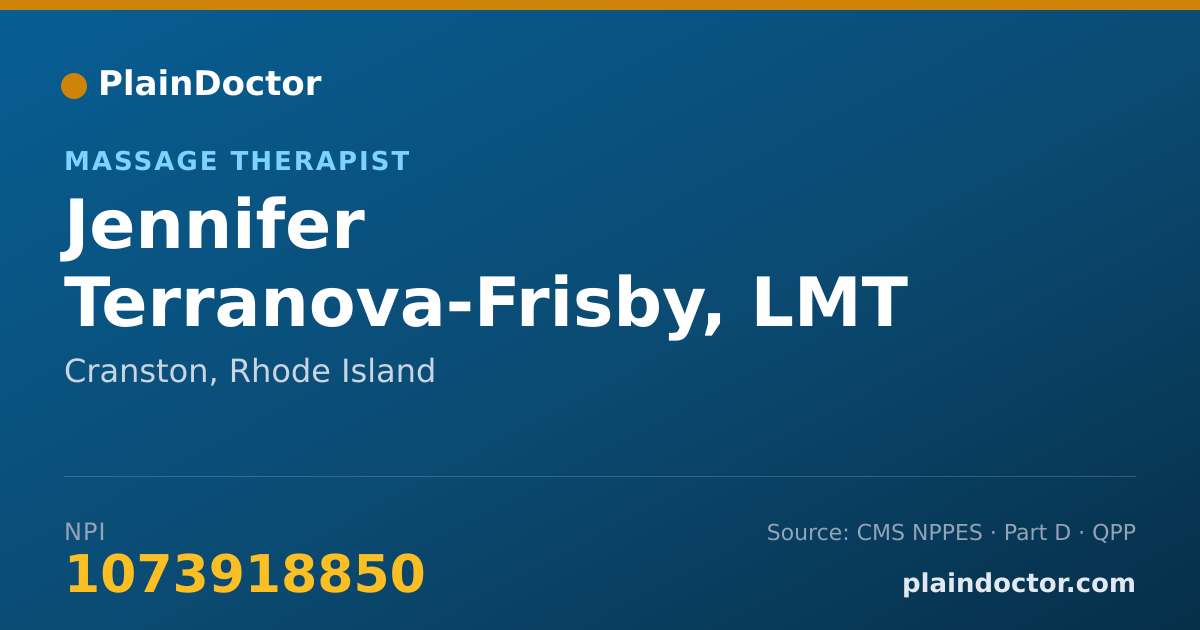 Shareable card for Jennifer Terranova-Frisby, LMT - Massage Therapist, Cranston, RI
