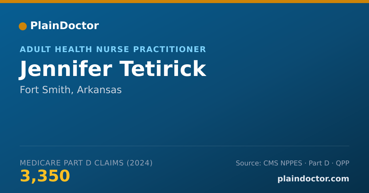Shareable card for Jennifer Tetirick - Adult Health Nurse Practitioner, Fort Smith, AR