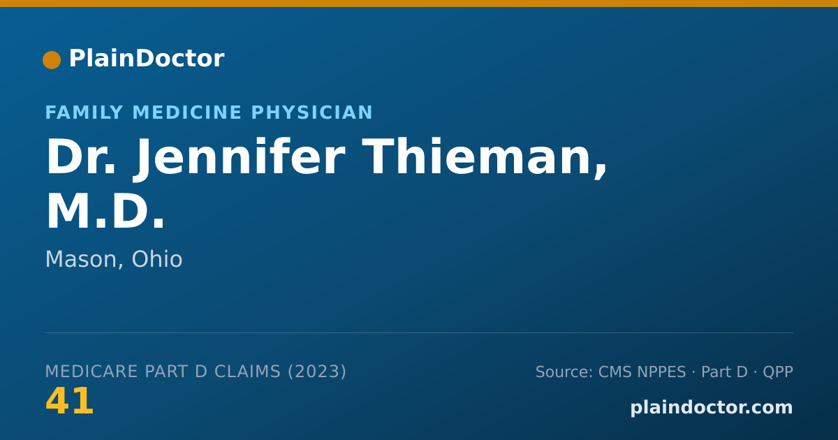 Shareable card for Jennifer Thieman, M.D. - Family Medicine Physician, Mason, OH