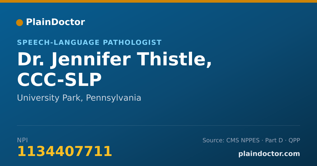 Shareable card for Jennifer Thistle, CCC-SLP - Speech-Language Pathologist, University Park, PA