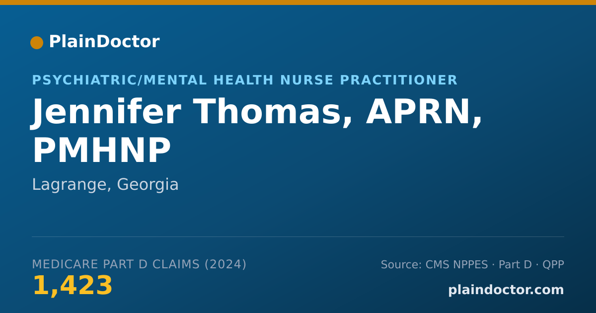 Shareable card for Jennifer Thomas, APRN, PMHNP - Psychiatric/Mental Health Nurse Practitioner, Lagrange, GA