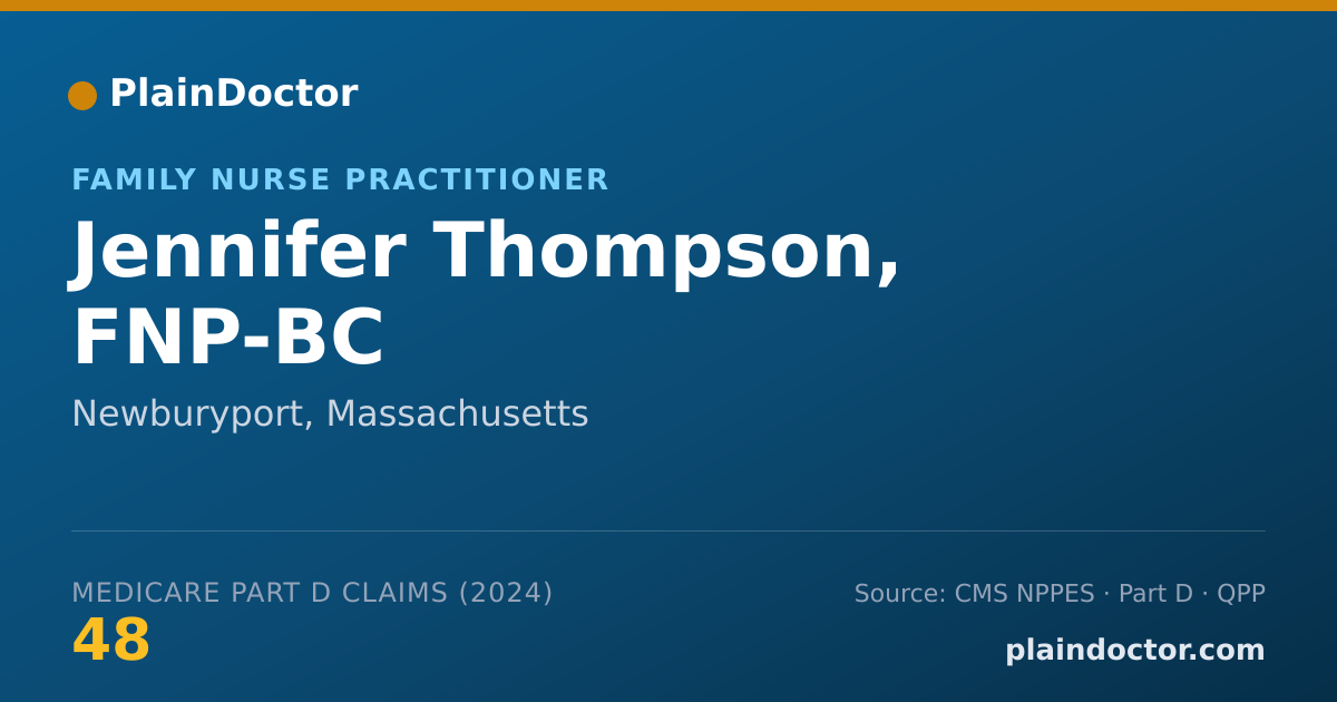 Shareable card for Jennifer Thompson, FNP-BC - Family Nurse Practitioner, Newburyport, MA