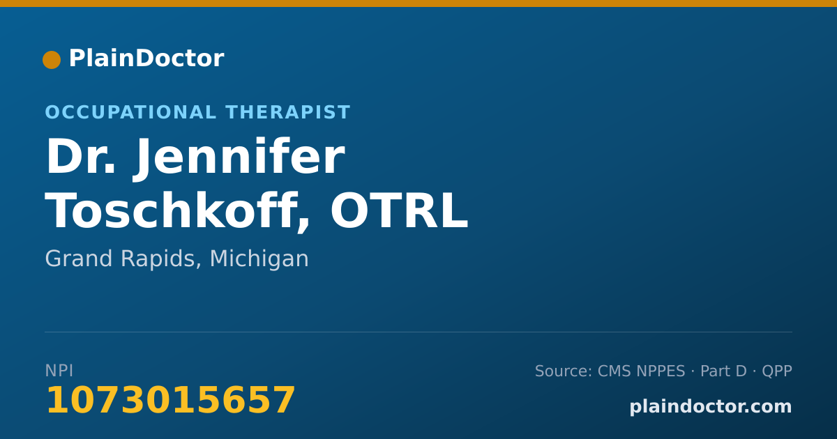 Shareable card for Jennifer Toschkoff, OTRL - Occupational Therapist, Grand Rapids, MI