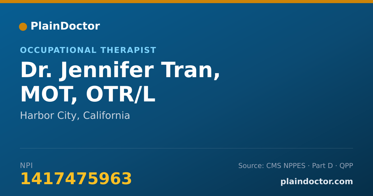 Shareable card for Jennifer Tran, MOT, OTR/L - Occupational Therapist, Harbor City, CA