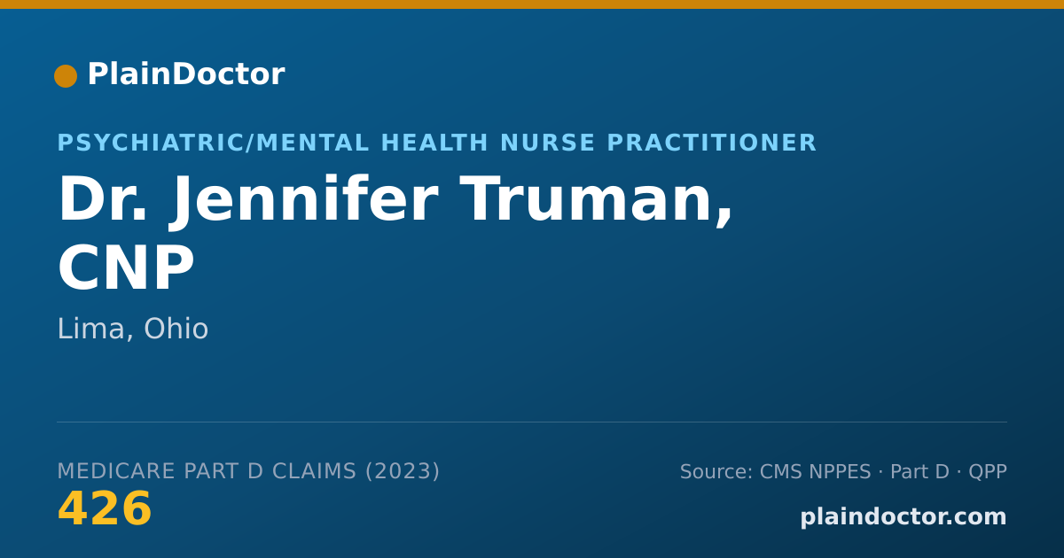 Shareable card for Jennifer Truman, CNP - Psychiatric/Mental Health Nurse Practitioner, Lima, OH