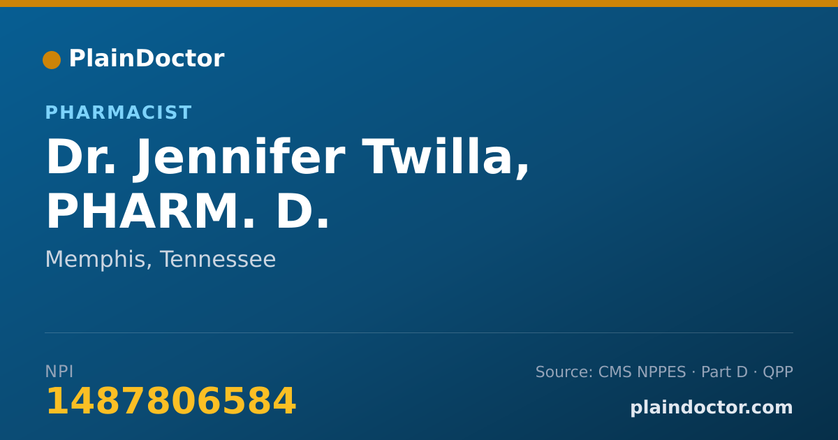 Shareable card for Jennifer Twilla, PHARM. D. - Pharmacist, Memphis, TN