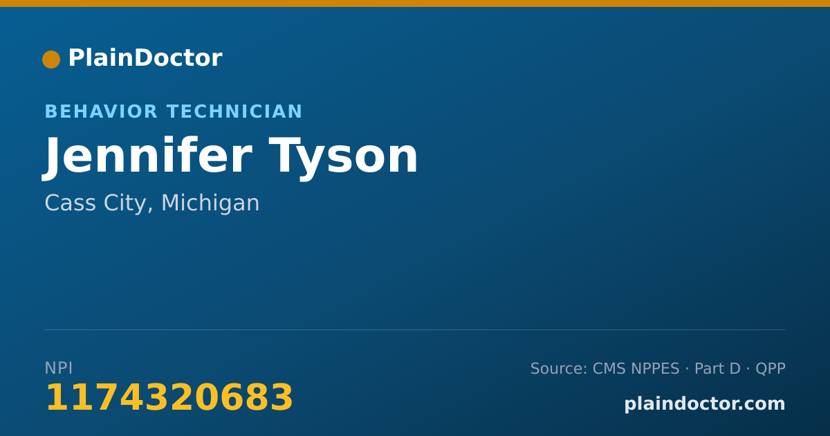Shareable card for Jennifer Tyson - Behavior Technician, Cass City, MI