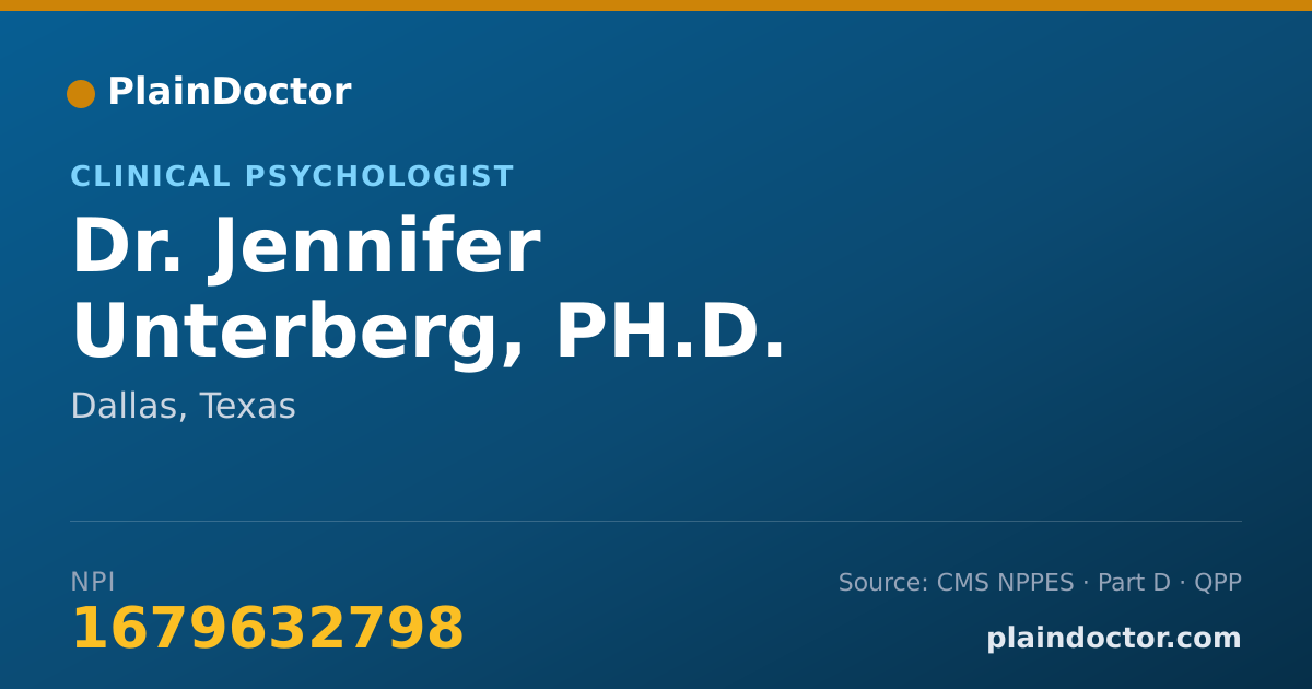 Shareable card for Jennifer Unterberg, PH.D. - Clinical Psychologist, Dallas, TX