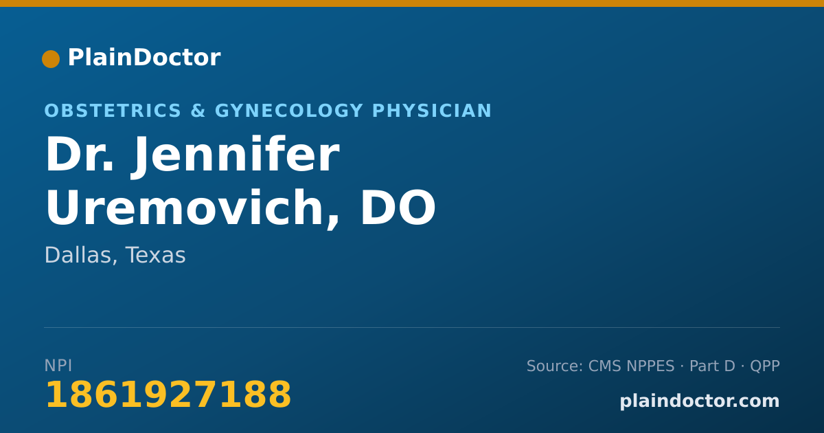 Shareable card for Jennifer Uremovich, DO - Obstetrics & Gynecology Physician, Dallas, TX