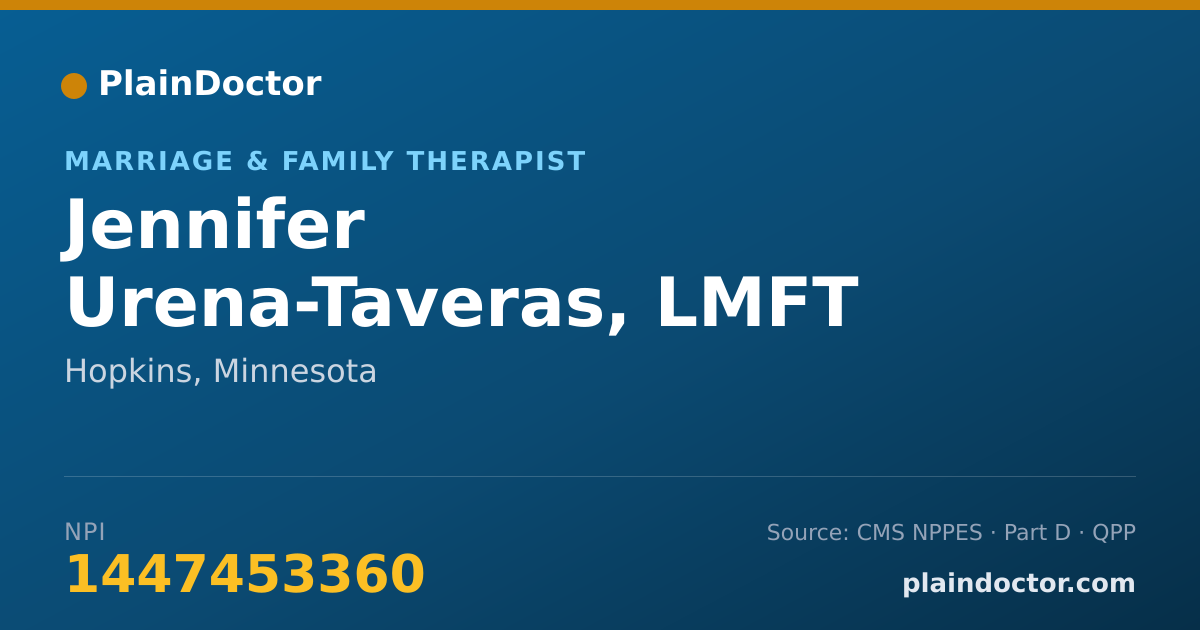 Shareable card for Jennifer Urena-Taveras, LMFT - Marriage & Family Therapist, Hopkins, MN