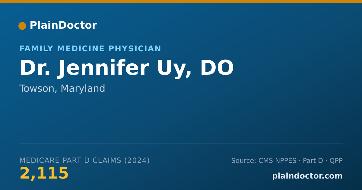 Shareable card for Jennifer Uy, DO - Family Medicine Physician, Towson, MD