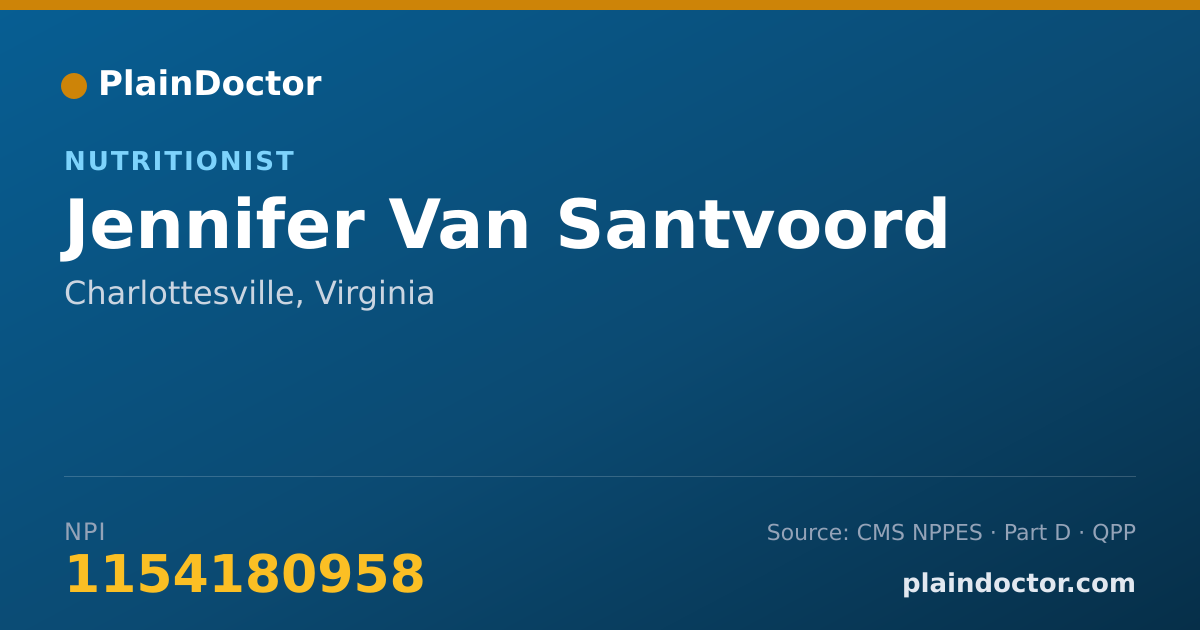 Shareable card for Jennifer Van Santvoord - Nutritionist, Charlottesville, VA