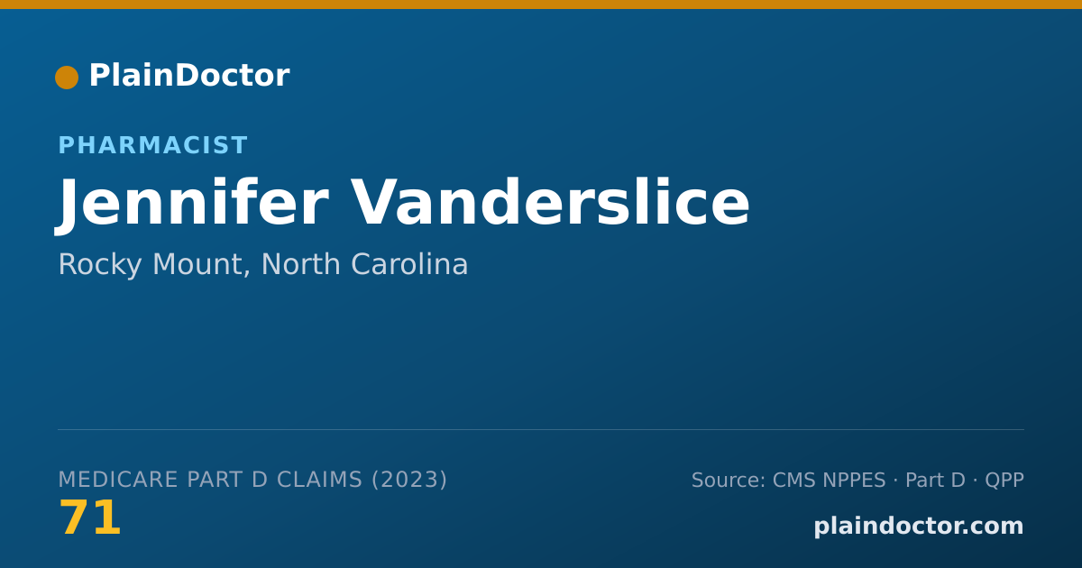 Shareable card for Jennifer Vanderslice - Pharmacist, Rocky Mount, NC