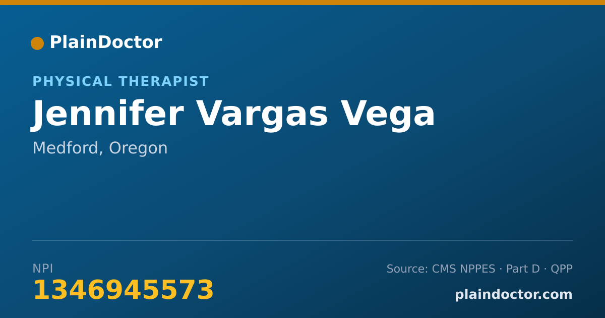 Shareable card for Jennifer Vargas Vega - Physical Therapist, Medford, OR