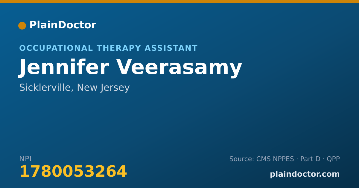 Shareable card for Jennifer Veerasamy - Occupational Therapy Assistant, Sicklerville, NJ