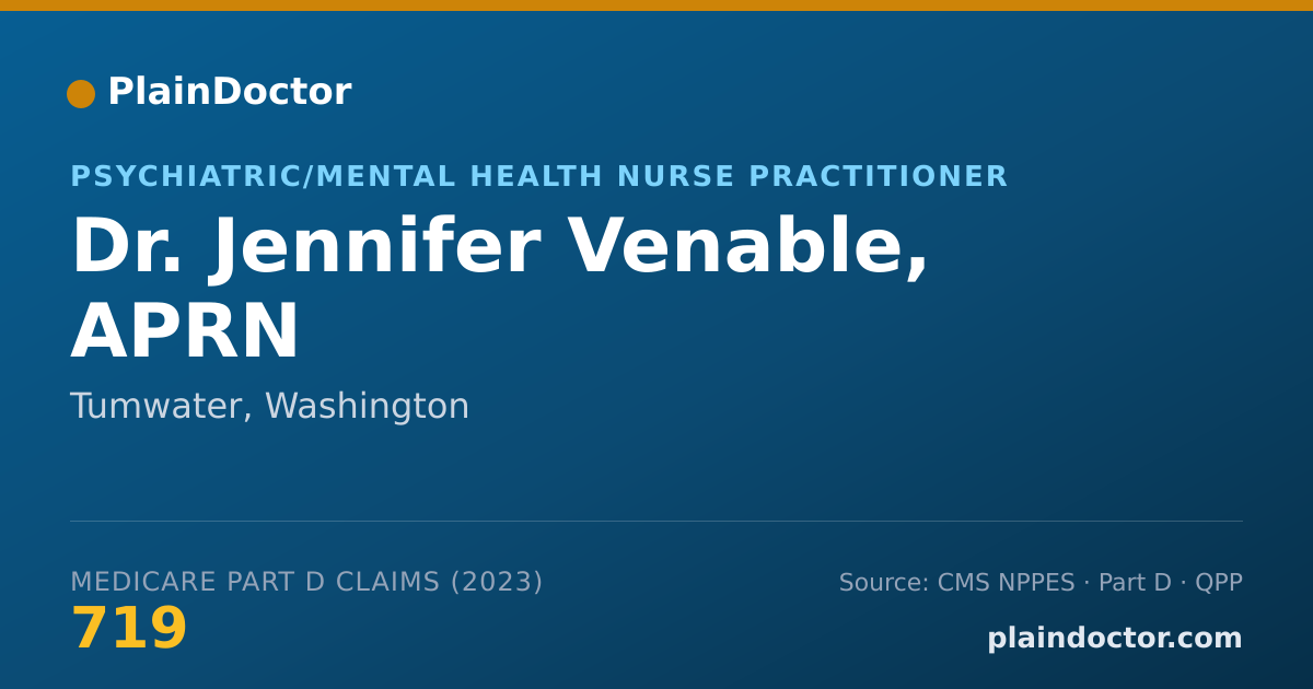 Shareable card for Jennifer Venable, APRN - Psychiatric/Mental Health Nurse Practitioner, Tumwater, WA